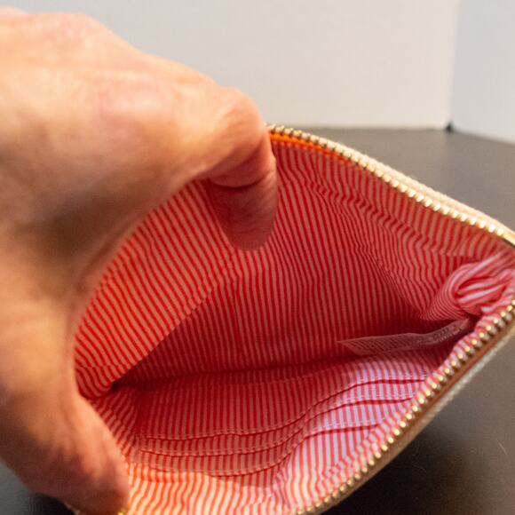 OLD NAVY Pink Flamingo Graphic Black Polka Dot Canvas Wristlet Wallet - Picture 7 of 8